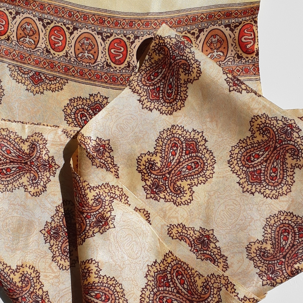 "By Currie" | Cornflower & crimson | Silk scarf